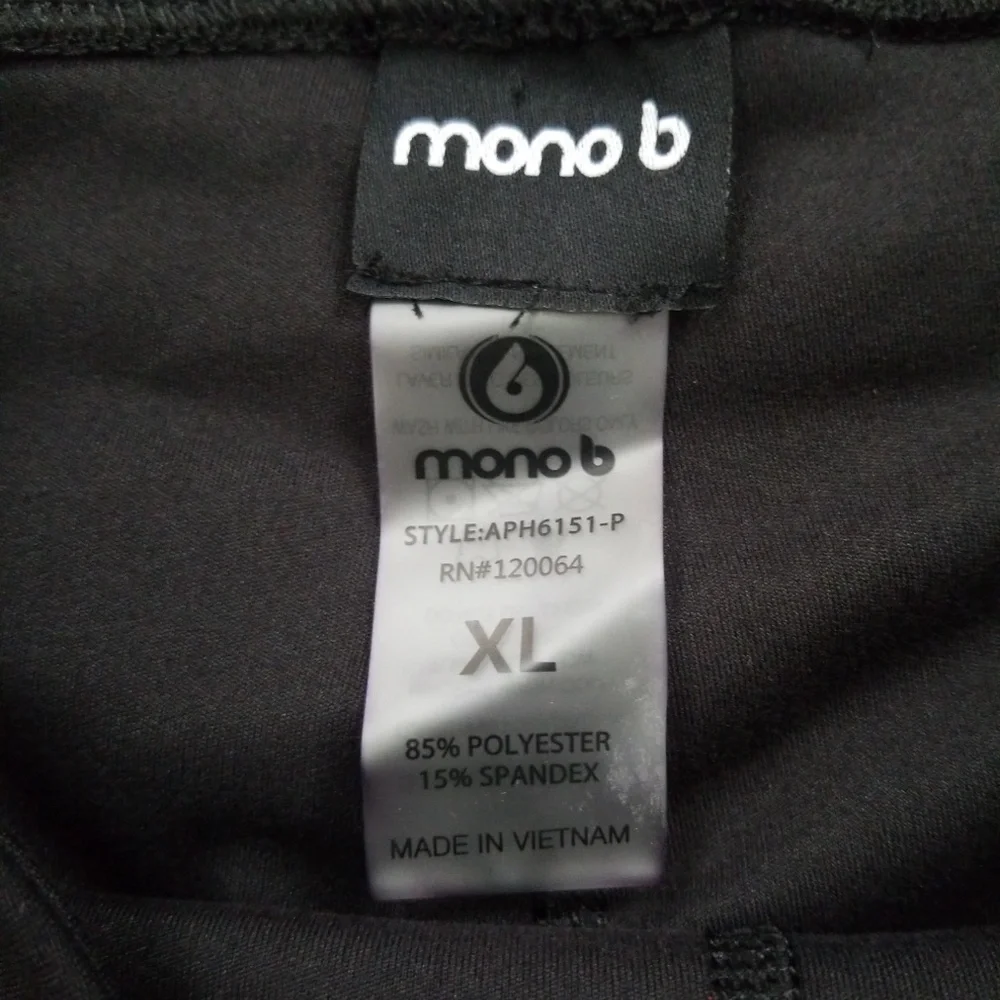 Mono B Women's Black Shredded‎ Knee Laser Cut High Waist Leggings Size XL NEW - Picture 13 of 15